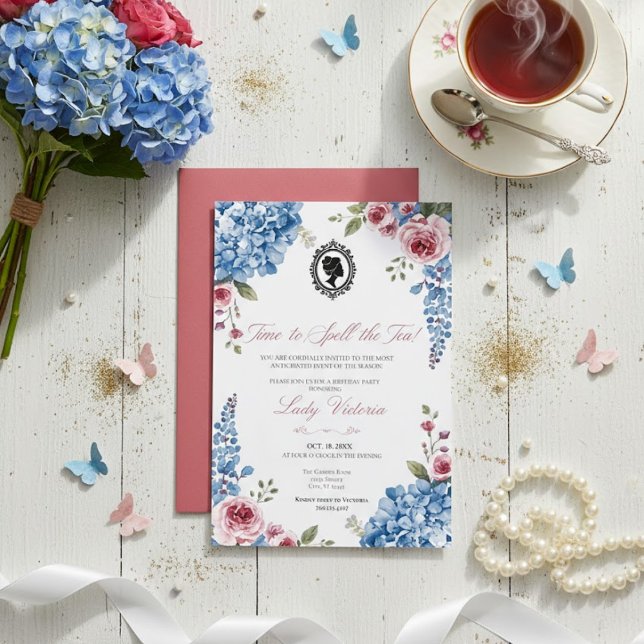 Budget Blue Florals Bridgerton Birthday Party Invitation (Creator Uploaded)