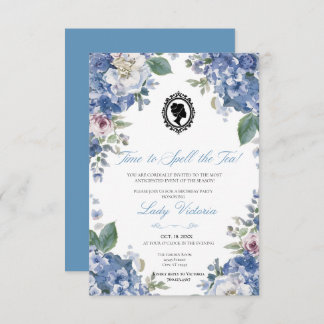 Budget Blue Florals Bridgerton Birthday Party Invitation