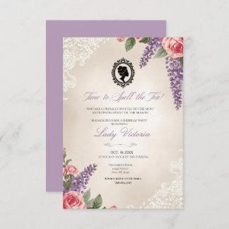 Budget Blue Florals Bridgerton Birthday Party Invitation