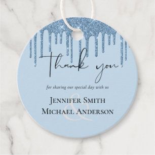 BUDGET Blue Glitter Wedding Favour Tags