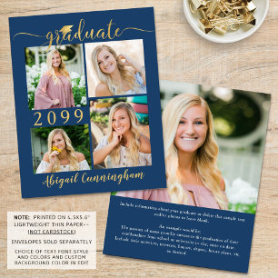 Budget Blue Gold 5 Photo Graduate Announcement