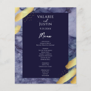 Budget Blue Gold Paint Marble Wedding Flyer