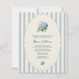 Budget Blue Hydrangea Coastal Stripe Bridal Shower