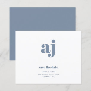BUDGET Blue Monogram Wedding Save The Date