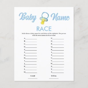 Budget Blue Name Race Baby Shower Game