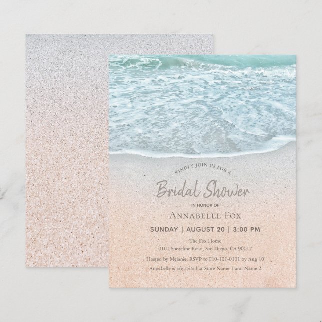 Budget Blue Ocean & Sandy Beach Bridal Shower (Front/Back)
