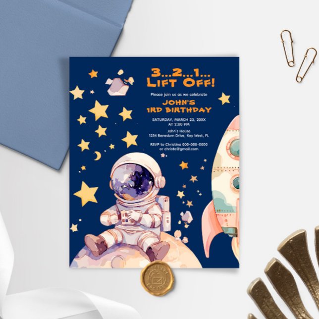 Budget Blue Space Star Galaxy Astronaut birthday (Creator Uploaded)