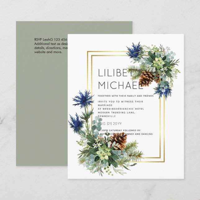 BUDGET  Blue Thistle Eucalyptus Wedding Wonderland (Front/Back)