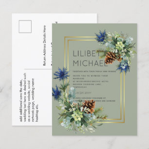 BUDGET  Blue Thistle Eucalyptus Wedding Wonderland Postcard