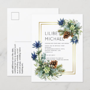 BUDGET  Blue Thistle Eucalyptus Wedding Wonderland Postcard