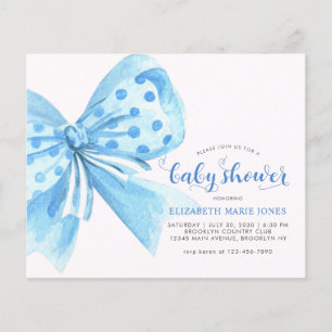 Budget Blue Watercolor Bow Ribbon Boy Baby Shower