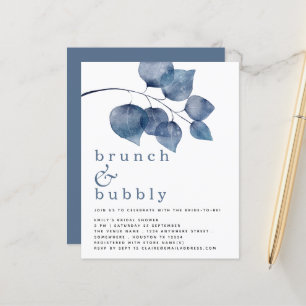 Budget Blue Watercolor Foliage Bridal Shower