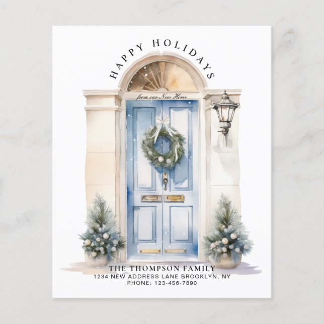 BUDGET Blue White Christmas Door New Home Holiday  (Front)