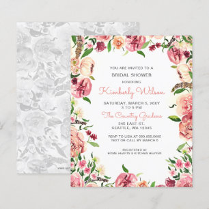 Budget Blush Coral Floral Bridal Shower Invitation