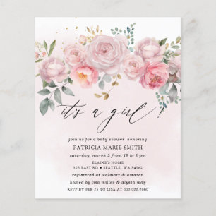 Budget Blush Floral Baby Shower Invitation