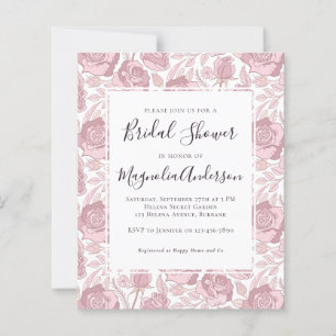 Budget Blush Floral Bridal Shower Invitation