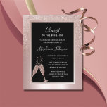 Budget Blush Foil 40th Birthday Party Invitation<br><div class="desc">On a background of blush pink metallic foil, our elegant 40th Birthday party invitation features a feminine blush glitter ombre overlay with bubbling champagne glasses toasting the Big 4-Oh! birthday honoree. In a black frame with a blush foil border, you'll find example text that you can easily revise on the...</div>