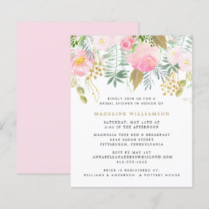 Budget Blush Gold Floral Bridal Shower Invitation 