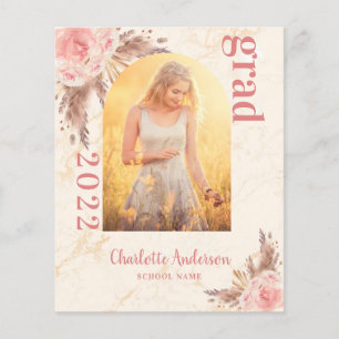 Budget blush pampas grass graduation thank you