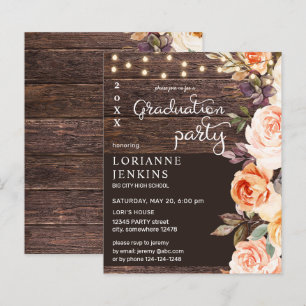 Budget Blush & Peach Floral Rustic Grad Party