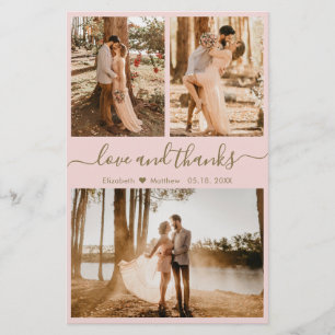 Budget Blush Photo Collage Wedding Thank You Flyer