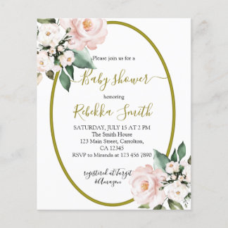 Budget Blush Pink Baby Shower İnvitation 