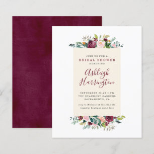 Budget Blush Pink & Burgundy Floral Bridal Shower