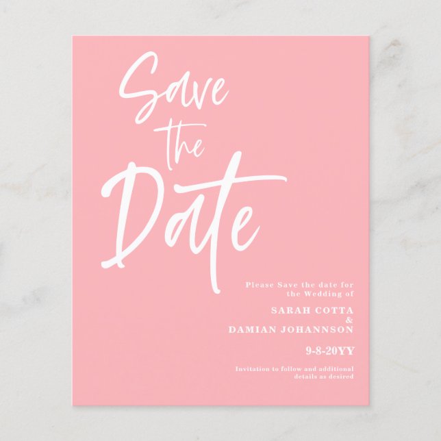 Budget Blush Pink Enregistrer la carte de date (Devant)