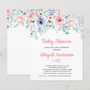 Budget Blush Pink Floral Baby Shower Invitation
