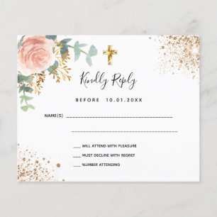 Budget blush pink floral eucalyptus baptism RSVP