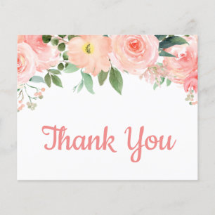 Budget Blush Pink Floral Thank You Card 