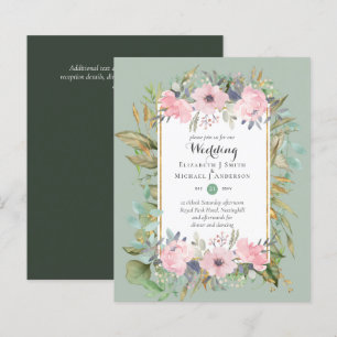 BUDGET Blush Pink Floral Wedding Invitations