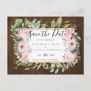 BUDGET Blush Pink Floral Wedding Postcard