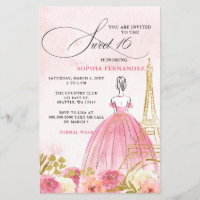 Budget Blush Pink Gold Eiffel Tower Paris Sweet 16