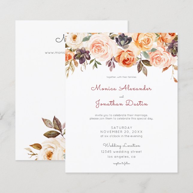Budget Blush Pink & Peach Floral Wedding (Front/Back)