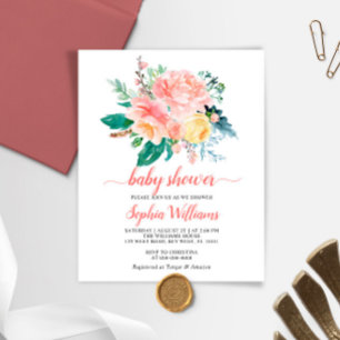 Budget Blush Pink Rose Baby Shower Invitation