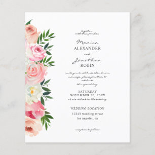 Budget Blush Pink & White Floral Wedding Flyer 2