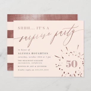 Budget Blush & Rose Gold Script Surprise Party