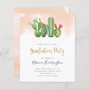 Budget Blush Watercolor & Cactus Graduation Party
