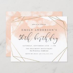 Budget Blush Watercolor Geometric 50th Birthday