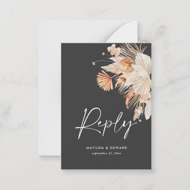 budget bohème pampas herbe RSVP réponse Note Carte (Devant)
