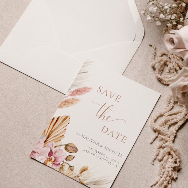 Budget Bohemian Floral Elegant Save the Date Card (Creator Uploaded)