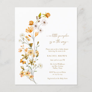 BUDGET Bohemian Floral Little Pumpkin Baby Shower Flyer