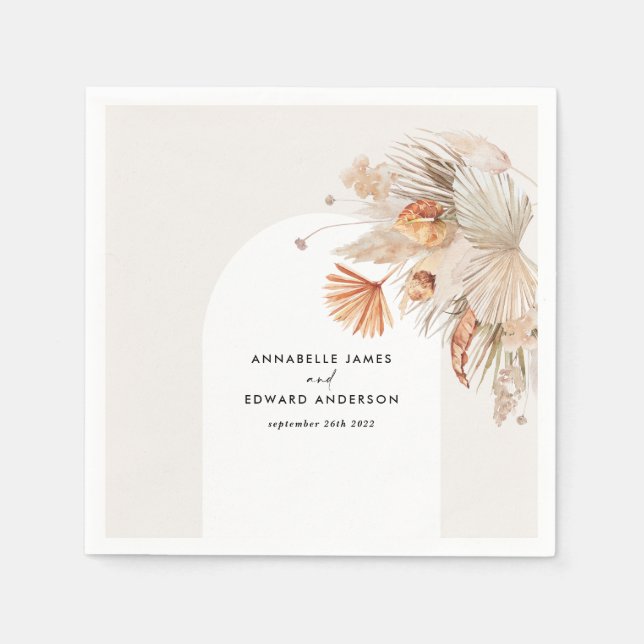 budget bohemian pampas grass wedding party  napkin (Front)