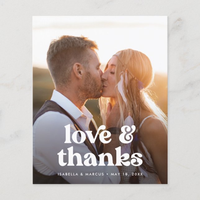 Budget Bohemian Photo Wedding Thank You Flyer (Front)