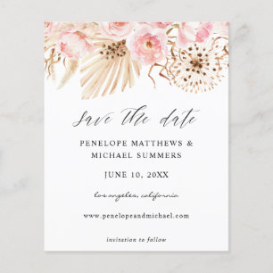 Budget Bohemian Pink Floral Save the Date Photo Flyer
