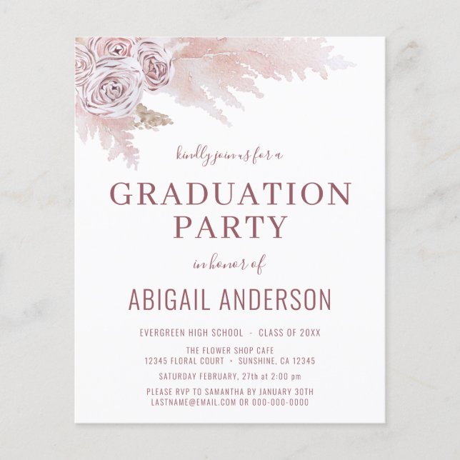 Budget Boho 2023 Graduation Floral Invitation  Flyer (Front)