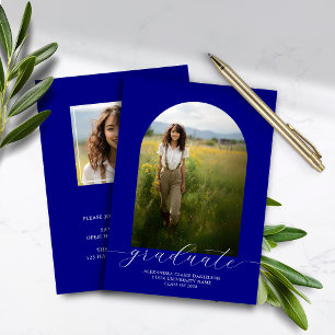 Budget Boho Arch Graduation Invitation Navy