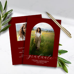 Budget Boho Arch Graduation Invitation Red