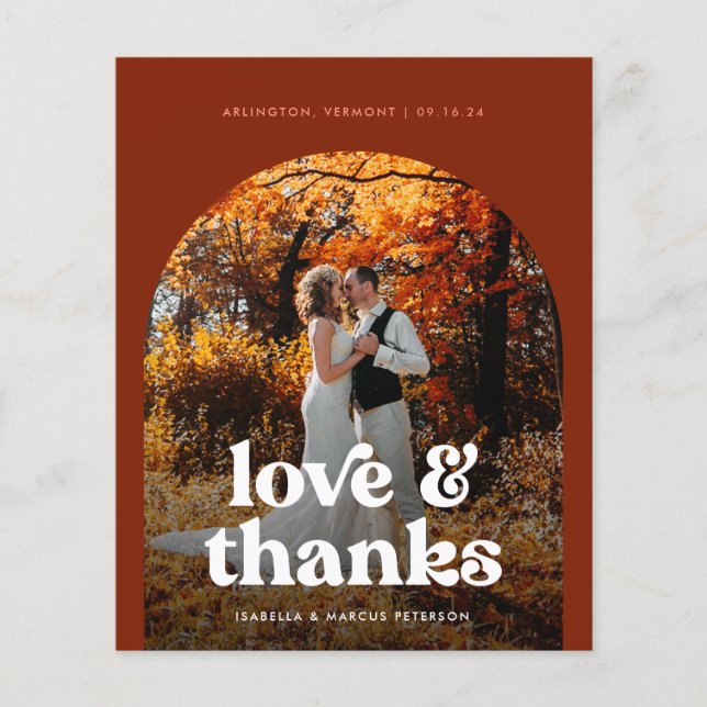 Budget Boho Arch Photo Mariage Carte de remercieme (Devant)